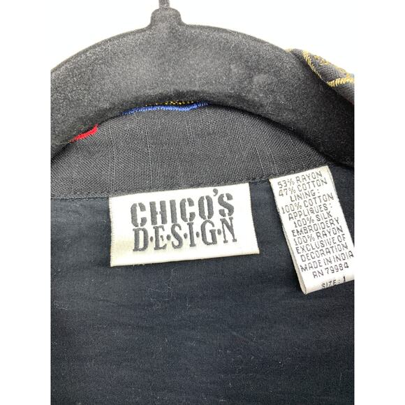 Chicos Blazer Jacket Womens 1 US M Art To Wear Patchwork Multicolor Geometric - Picture 4 of 5